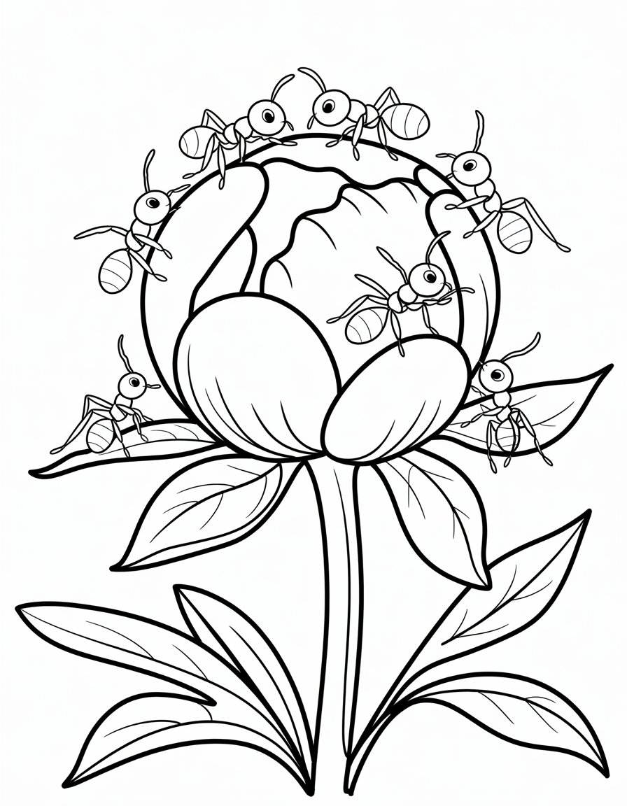 Peony with Ants
